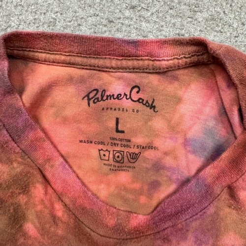 NASA Mens Shirt Size L Orange Short Sleeve Cash Palmer Crew Neck Tie Dye Logo - Picture 2 of 6