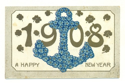 Postcard 1907 A Happy New Year Anchor VTG VPC02.
