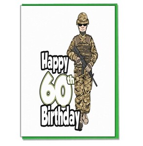 Soldier Army 60th Birthday Card Mens Son Grandson Dad Husband Brother Friend