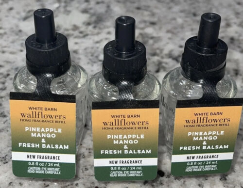 Lot of 3 Bath & Body Works Wallflowers Pineapple Mango & Fresh Balsam Fragrance