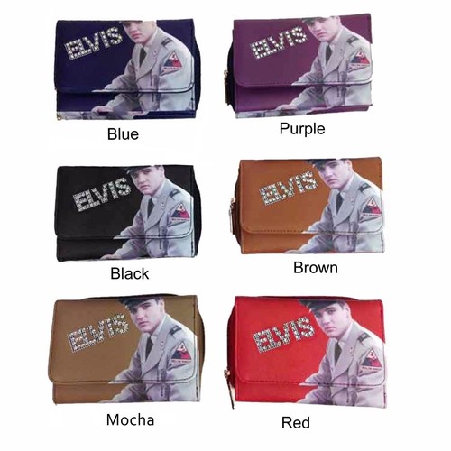 Womens Elvis Presley Diamante Vintage Faux Leather Hell on Wheels Purse Wallet