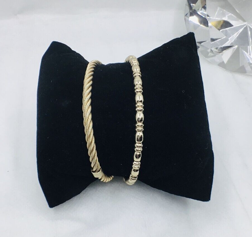 Lot of 2 Vintage Gold Tone Twisted Rope & Crimped Bangle Bracelets - 第 2/4 張圖片