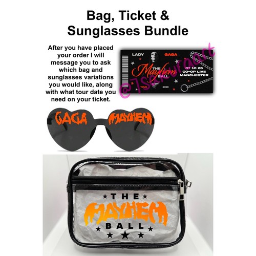 Lady Gaga Mayhem Tour Concert Bag , Clear Stadium Approved PVC Concert Crossbody - Picture 13 of 18