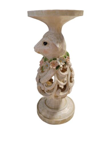 Valerie Parr Hill Ostern Lamm Standfuß Kerzenhalter geschnitzt Holzoptik 11" - Bild 2 von 6