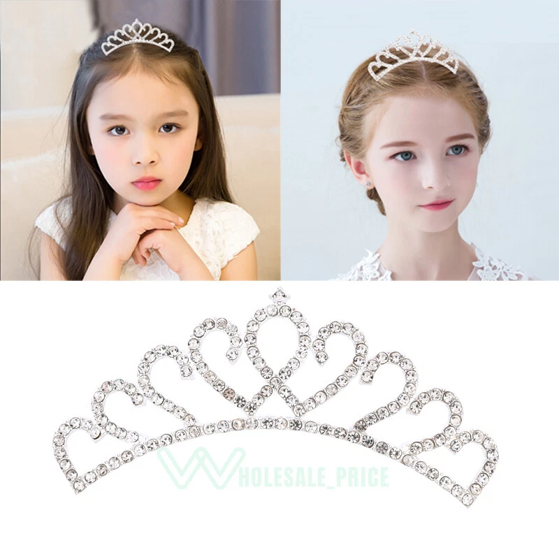 Rhinestone Kids Girl Crystal Tiara Hair Band Princess Prom Show Crown Headband