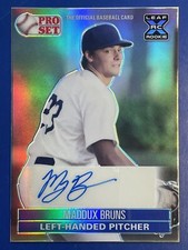 2021 Pro Set Metal 1991 Pro Set Base Auto Rainbow Blue Maddux Bruns Auto /35