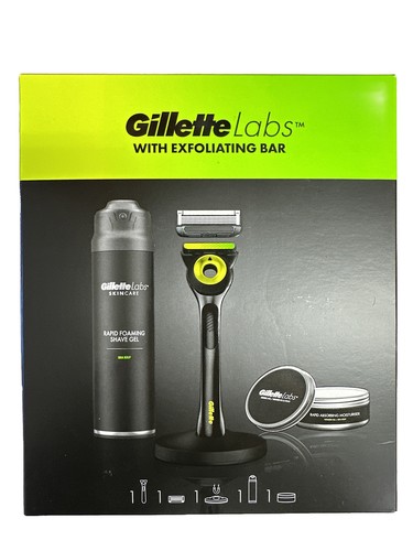 Neu Gillette Labs Peeling Bar Griff Klinge Schaum Rasur Gel Feuchtigkeitscreme Set - Bild 1 von 2