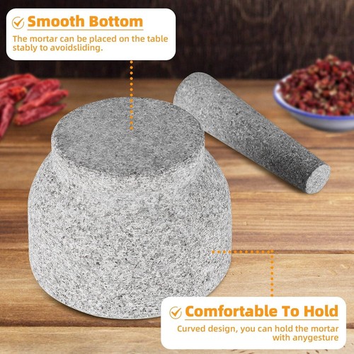 Mörser und Stößel, massiv großes Fassungsvermögen Hartgranitmörser, 14/16 cm Durchmesser - Bild 6 von 15