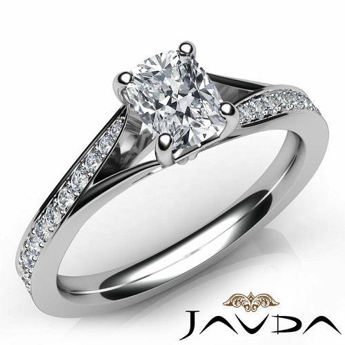 Cushion Diamond Split Shank Micro Pave Women's Engagement Ring GIA H VVS2 0.68Ct - Picture 8 of 12