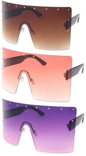 7*3.5" Huge One Piece Lens Oversized Square Rimless Fashion Sunglasses for Women - Picture 15 of 18