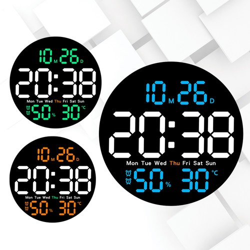 10inch LED Digital Alarm Clock With Temperature Date Large Display Wall Clock - Picture 14 of 21