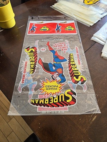 1966, SUPERMAN, "ungebraucht", angereicherte Weißbrot Plastiktüte (selten / Vintage) - Bild 1 von 3