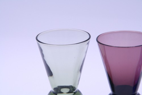 Ball Base Shot Glasses Set of 3 - MCM Handblown Multi-colored Drinkware - Picture 3 of 12