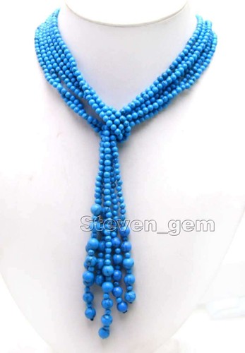 6-7mm Baroque Natural Pink Pearl Necklace for Women 3 Strands Long Necklace 45'' - Picture 13 of 30