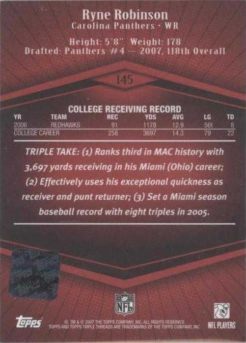 2007 Topps Triple Threads Ryne Robinson #145