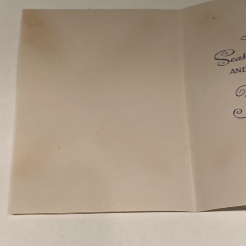 Vintage 1940s Candlestick Blue Velvet Front Season's Greetings Card Embossed - Picture 6 of 8