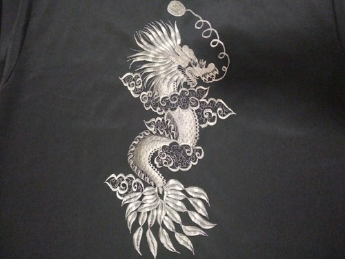 Camisa Binh Thuan Para Hombre Talla XXL L/S Mandarina Tang-Bordada Dragón Blanco - Imagen 5 de 6