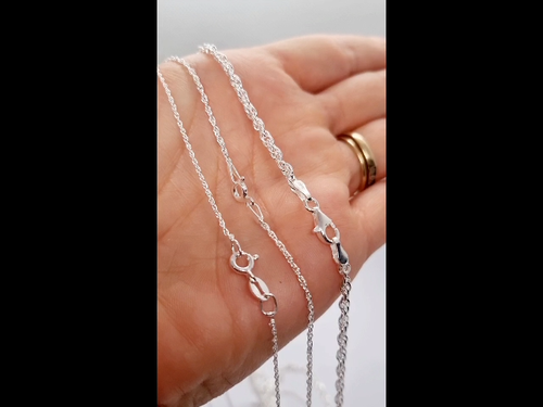 Sterling Silver Chain Necklace Prince of Wales Stamped 925 - 1.5mm - 26inch - Video 1 of 1