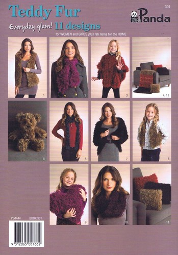 Panda Knitting book Teddy Fur 301 Ladies Girls Jackets Poncho Scarf 11 Designs - Picture 2 of 10