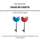 2 PACK NKS RADAR KEY Disabled Toilet Bathroom Door Access Braille Turn Pub Cafe