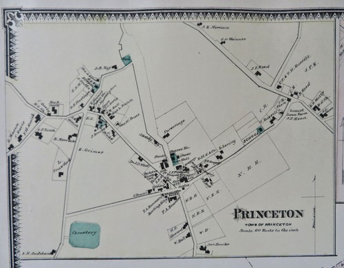 Princeton Worcester County Massachusetts 1870 F.W. Beers detailed map - Picture 4 of 7