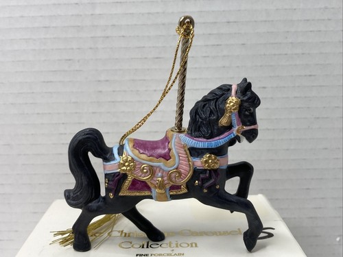 Vintage LENOX Porcelain BLACK HORSE Christmas Carousel Collection XMAS Ornament - Picture 3 of 12