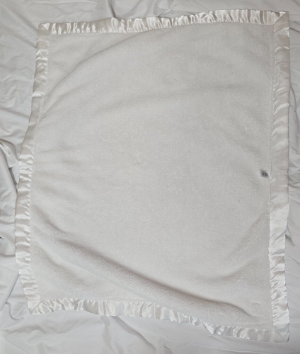 VTG Baby Gap Fleece White Cream Satin Trim Blanket Lovey Blankie 35x 28” 2005 - Picture 4 of 7