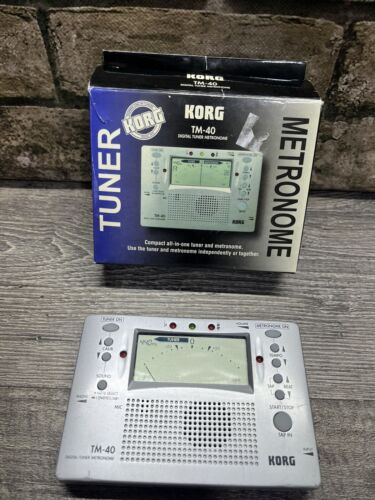 Korg TM-40 Large Display Digital Tuner Metronome Silver Brand Box & Instructions