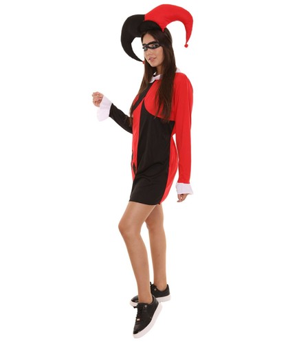 Adult Women's Harley Quinn Hearts Poker Dress Costume | Black and Red HC-483 - Picture 4 of 7