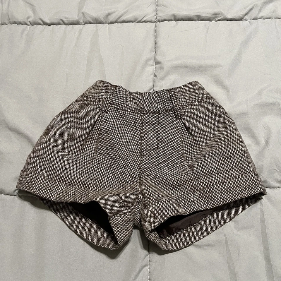 Gymboree 棕色金属金色斑点拉短裤女孩青少年尺寸 6 羊毛混纺 — 第 2/4 张图片
