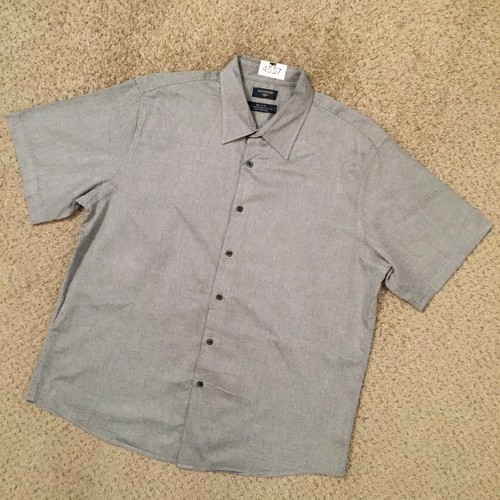 Dockers Shirt Mens XL Gray Mercerized Short Sleeve Button Up - Picture 2 of 9