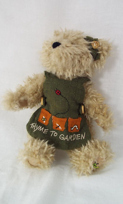 Boyds Collection Bear Thyme to Garden Apron Worm Bee Dragon Fly 8''