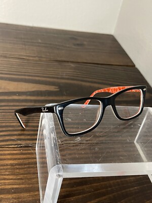 Ray-Ban Optics RB5228-2479 Unisex Polished Black On Red Square Eyeglasses Frame