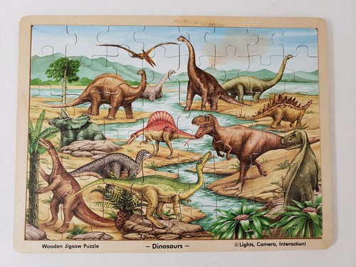 VTG Melissa & Doug Wooden Jigsaw Tray Puzzle #58 Dinosaurs 48 Wood Pieces EUC - Picture 10 of 10
