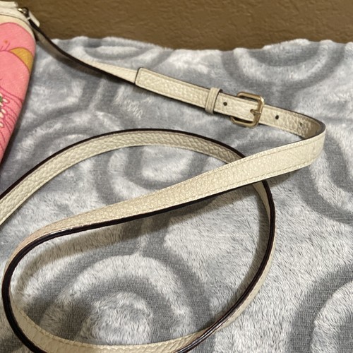 Kate Spade Cream Pink Floral Canvas Woven Leather Crossbody Bag Purse Summer - Picture 11 of 21