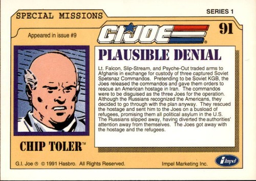 1991 Impel G I Joe Trading Cards Hasbro YOU PICK Complete Your Set - Picture 183 of 401