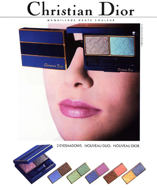 1988 Dior maquillage fards à paupières nouveau duo vintage 1 page MAGAZINE AD