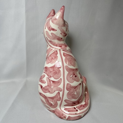 Bellini Pottery Cat Striped Sculpture Statue MCM Signed Made In Italy 10” - Picture 8 of 18