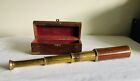 Spyglass Brass Telescope Wood Nautical with Felt Lined Wooden Box w/initials Wk