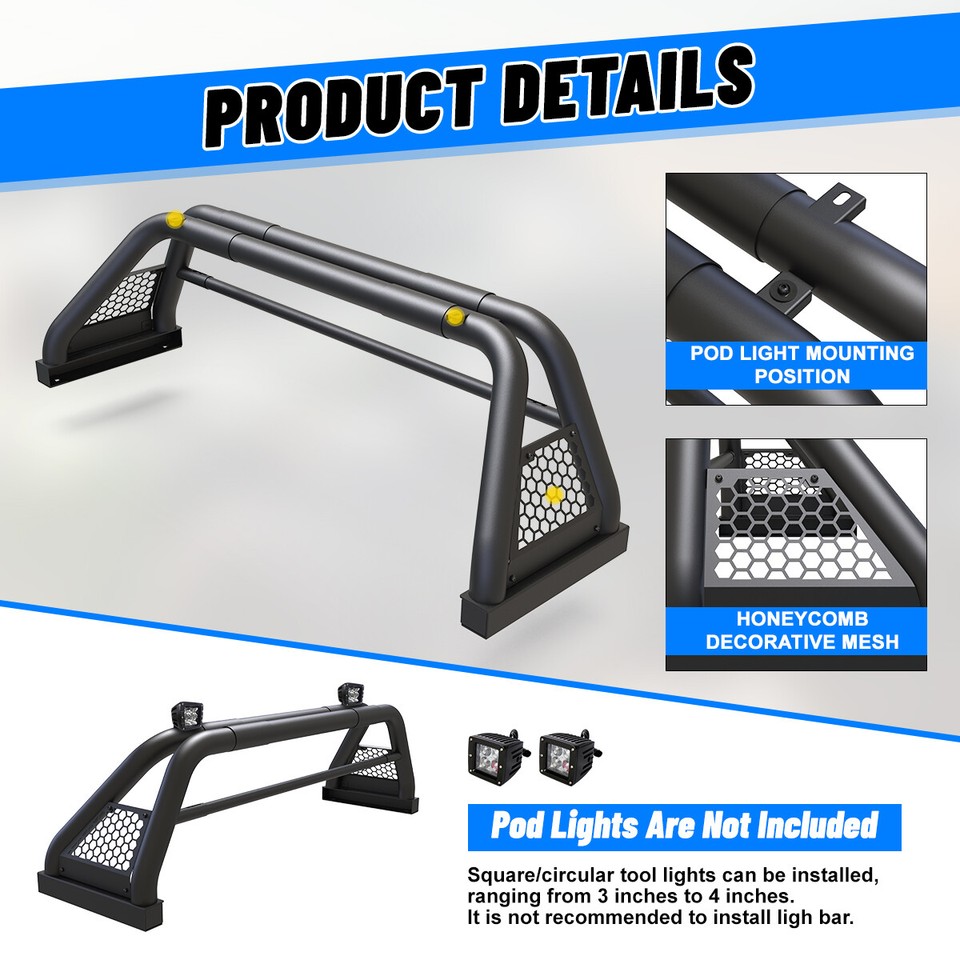 Universal Sport Bar Truck Bed Chase Rack Roll Bar For 20192023 Chevy