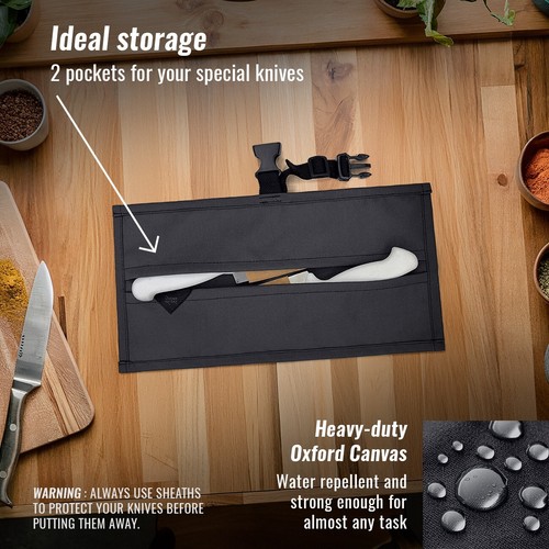 Messerrollenetui - 1 bis 6 Fächer, Oxford Canvas Etui, Leder verstärkt - Köche - Bild 54 von 80