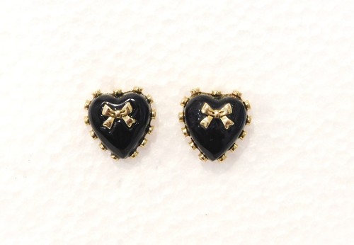 Betsey Johnson Heart with Bow Stud Earrings for Pierced Ears - Picture 16 of 17
