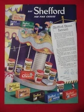 VINTAGE SHEFFORD FINE CHEESE CAROUSEL MELT IT SPREAD IT SLICE IT AD PRINT