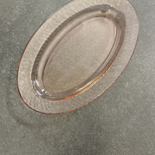 Vintage Arcoroc France Pink Swirl Glass Platter 14" x 9" - Picture 6 of 11