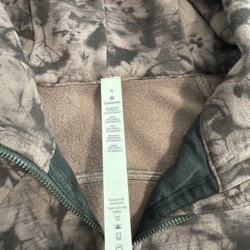 Lululemon Scuba Full Zip Hoodie Mini Dusk Floral Antique Bark Black Women's Sz 4 - Picture 4 of 10