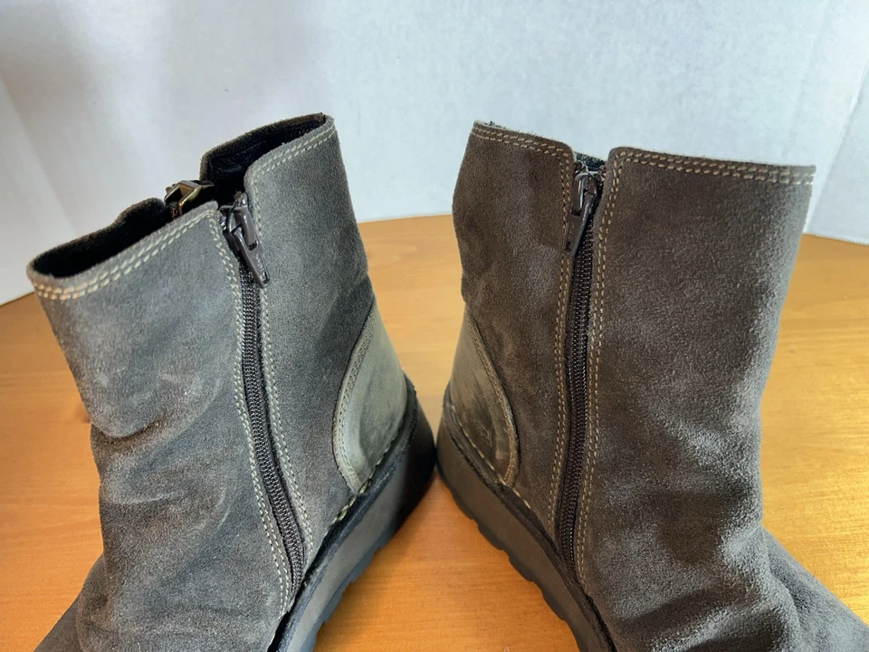Botines de cuña de gamuza grises FLY London para mujer con cremallera-talla EU 38 US 7,5 Foto 4 de 4