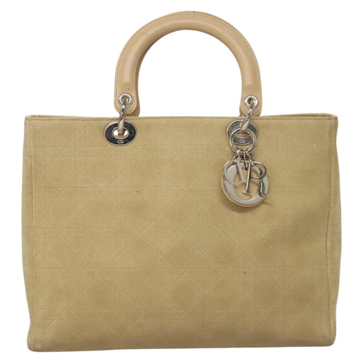 Sac à main Dior Lady Dior beige en daim authentique