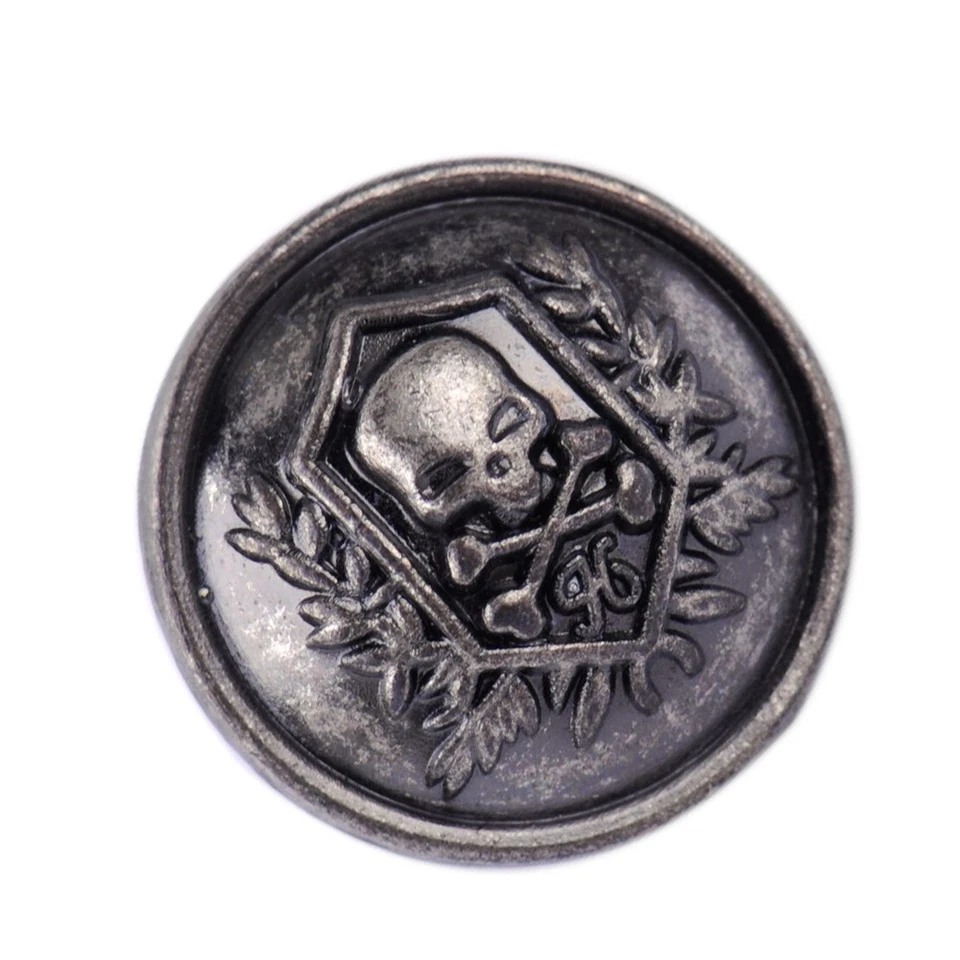 10x Antik Silber Schädel-Ösenknöpfe – Totenkopf-Knöpfe zum Annähen, klassische - Bild 4 von 4