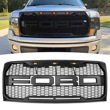 For 2009-2014 Ford F150 F-150 Front Bumper Grille Hood Grill Raptor Style Black