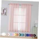 Sheer Curtains 63 Inch Length 2 Panels, Rod 42"W x 63"L (Pack of 2) Blush